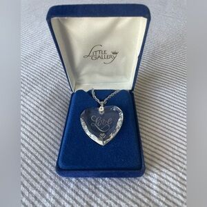Vintage Hallmark Faceted Austrian Lead Crystal Heart Love Pendant Necklace EUC